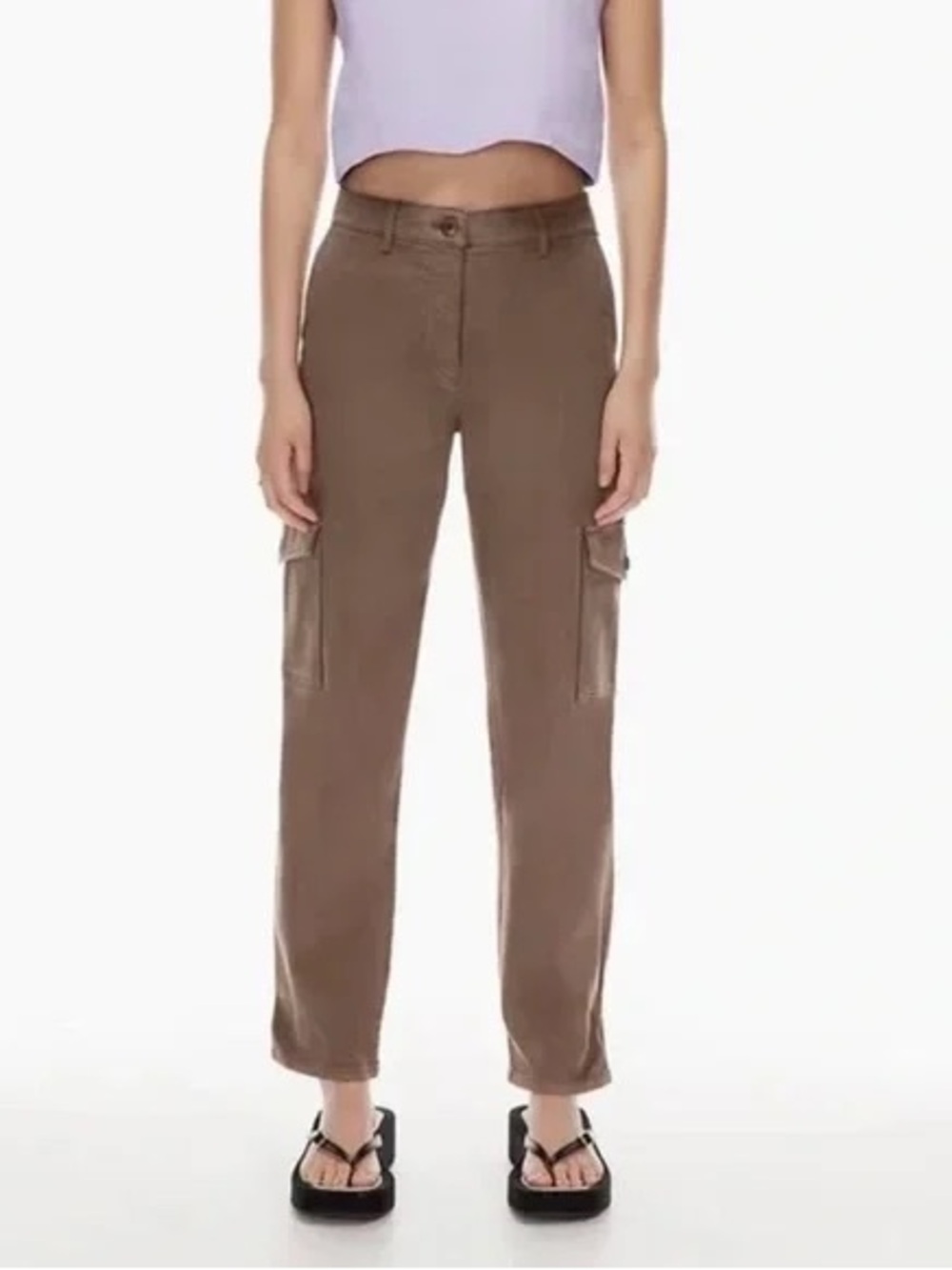 Aritzia Wilfred Free Modern Cargo‎ Pant Taupe Brown High Rise Utility Pant 6